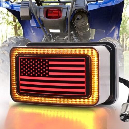 1 Pcs LED Tail Light Red/Yellow/Blue/White Halo With Brake Light For ATV UTV Yamaha- Grizzly Viking Rhino