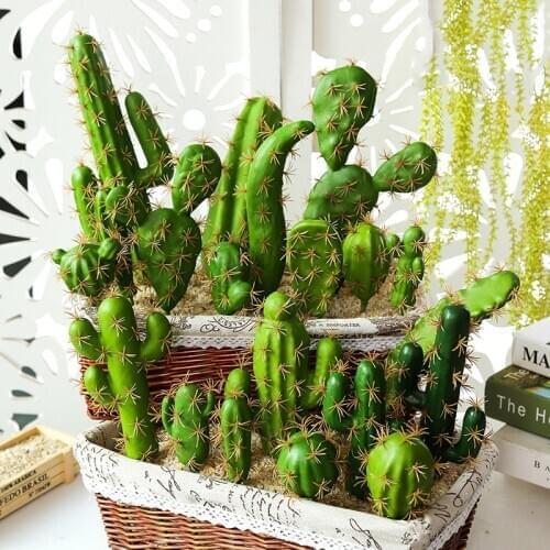 1Pc Vivid Cactus Home Garden Decoration Artificial Green Bonsai Plant with Vase for Office Table Decor Indoor Fake Plants