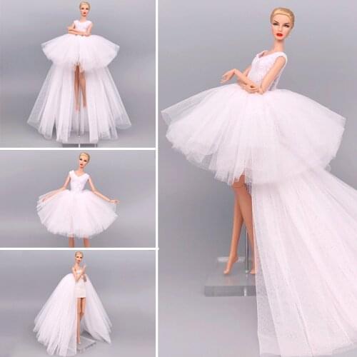 2pcs/lot Pure White Fashion Doll Clothes For Barbie Doll Outfits Wedding Dress Ballet Dresses Party Gown 1/6 Doll Accessories
