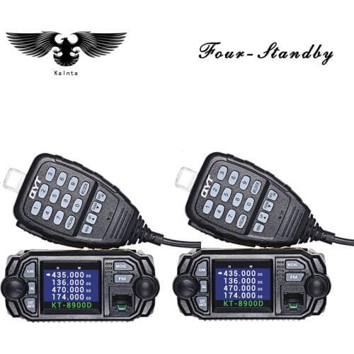 2 PCS QYT kt-8900D mini 25w walkie talkie 10km Two-way dual band big color lcd Display mobile radio qyt kt8900d VHF car radio