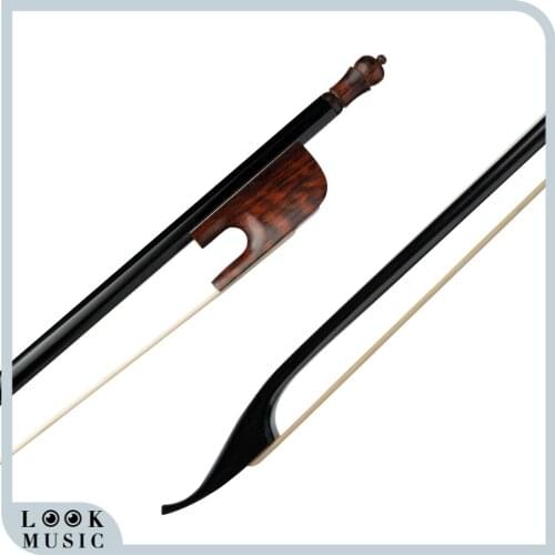 4/4 Violin Fiddle Bow Baroque Style Carbon Fiber Round Stick Snakewood Frog White Horsehair Well Balanced