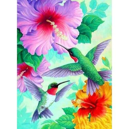 5D DIY Diamond Painting Flower Painting Red Flower Green Leaf Scenery Picture Square/Round Diamond Cross Stitch Decor Art WG3116