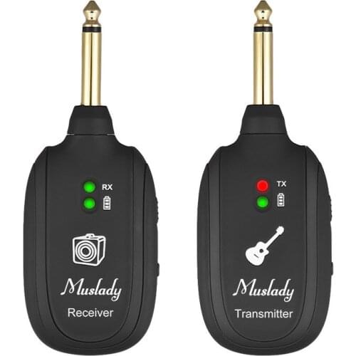 Muslady UHF Guitar Wireless System Transmitter Receiver Built-in Rechargeable Battery Max. 50M for Electric guitar accessories