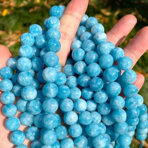 Natural Blue Chalcedony Jades Stone Beads For Jewelry Making 15 inches 4 6 8 10 12mm Round Spacer Beads Diy Jewelry Accessories