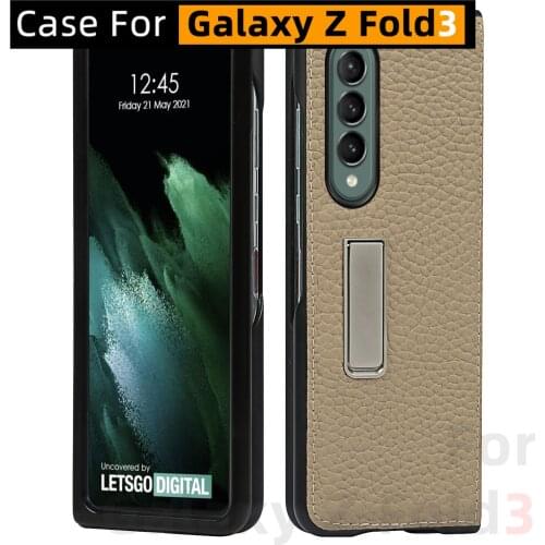 Genuine Leather Bracket Kickstand 2021.8 New Case For Samsung Galaxy Z Fold 3 Case For Galaxy Z Fold3 5G Case