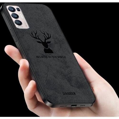 Rugged Cloth Phone Case For OPPO Find X2 Lite X3 Neo Reno 2 Z 3 Pro 4 5 Lite A54 A94 A74 4G Cloth Pattern Cover Elk Deer Shell