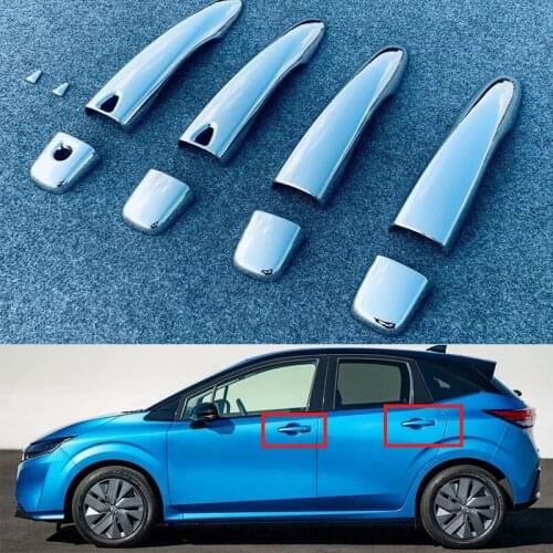 Chrome Side Door Handle Cover Catch Trim Car Bezel Molding Sticker Exterior Moulding For Nissan Note 2020 2021