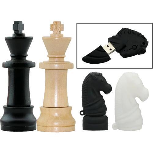 Wood International Chess USB 2.0 Usb Flash Drives Thumb Pendrive Horse U Disk Usb Creative Memory Stick 8GB 16GB 32GB 64GB Cle