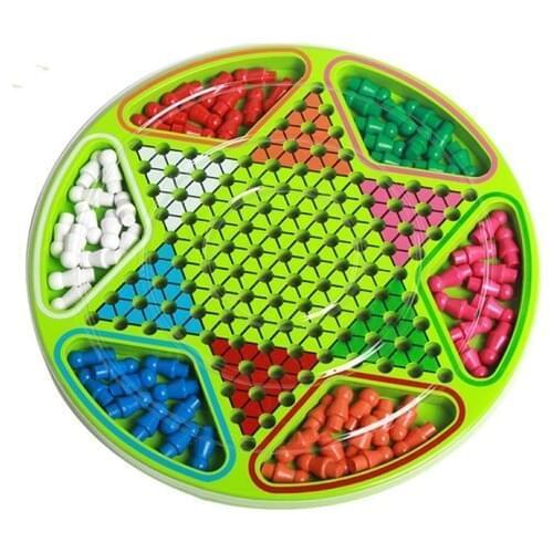 Kids Wooden Chinese Checkers Board Desktop Puzzle Toy Family Interactive Game