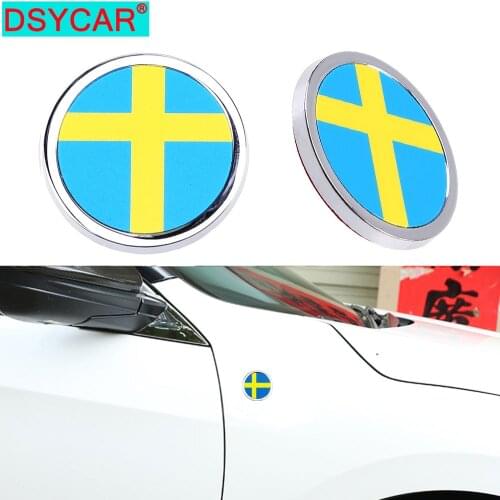 DSYCAR Sweden National Flag 3D Metal Sticker Mini Round Emblem for Volvo Ford Audi Benz Honda Nissan VW BMW Dodge Hyundai LADA