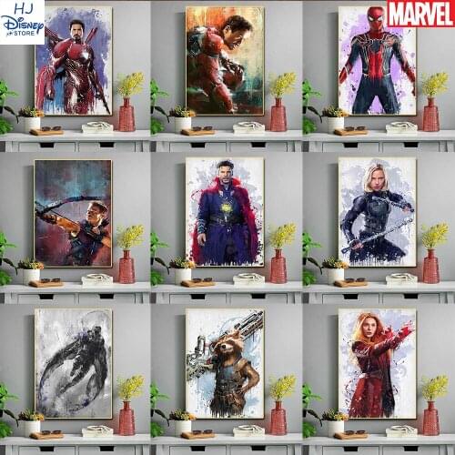 Living Room Watercolor Canvas Painting Decoration Marvel Super Hero Avengers Prints Poster Iron Man Wall Decor Picture Cuadros
