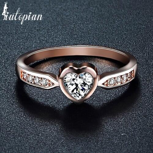 Iutopian Brand Elegant Heart Rings For Women Lover With Top Quality CZ Two Colors Mini Rings Gift For Girlfriend 1#RA10574
