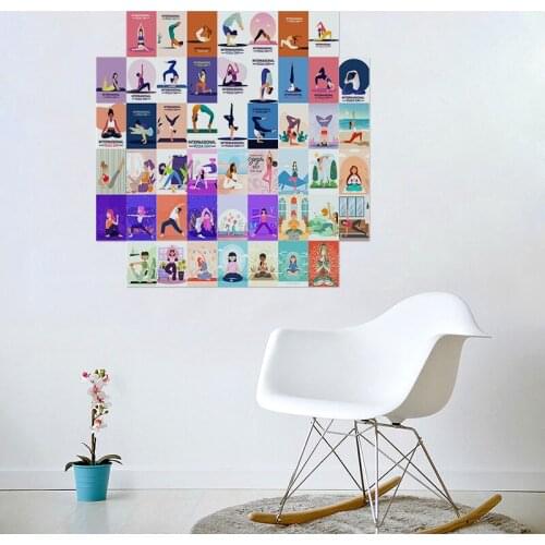 50Pcs Sport Style Yoga Day Work Out Picture for Wall Collage Kits Comics Style Art Print Colorful Japanese Decoration Sticker