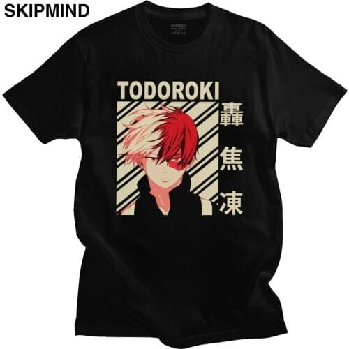 Classic Boku No Hero Academia T Shirt Men Short Sleeved Summer Shoto Todoroki Tshirt Crew Neck Slim Fit Soft Cotton Tee Clothes