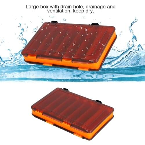 14 Grids Fishing Tackle Box Double-sided Fish Accessory Storage Case Plastic with Draining Hole Portable Fishing Compartment