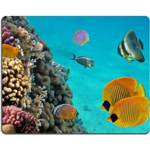 Roger Mouse Pad Natural Rubber Mousepad Moon jellyfish with tropical fish and corals