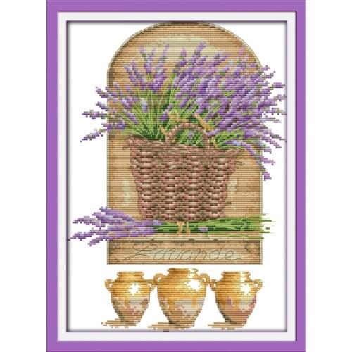 Lavender cross stitch kit flower 14ct 11ct printed fabric canvas stitching embroidery DIY handmade needlework