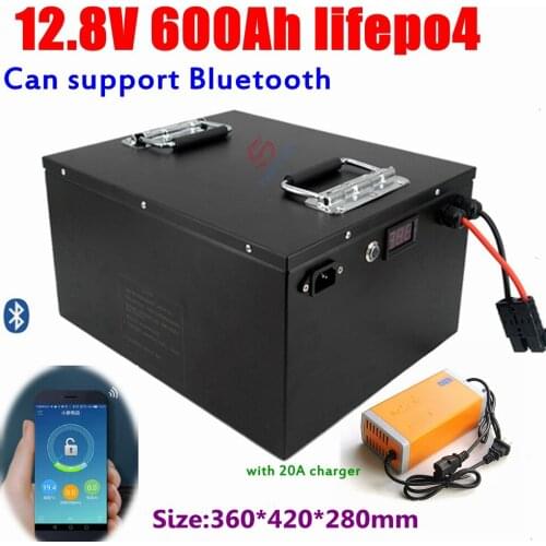 Lithium 12.8V 600Ah 12V Lifepo4 battery 150A Bluetooth APP for 2400W Solar Storage backup power Forklift +20A charger
