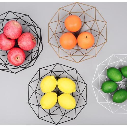 TECHOME Modern Style Home Metal Fruit Snack Basket Iron Fruit Holder Nordic Minimalist Style Kitchen Storage Snack Basket
