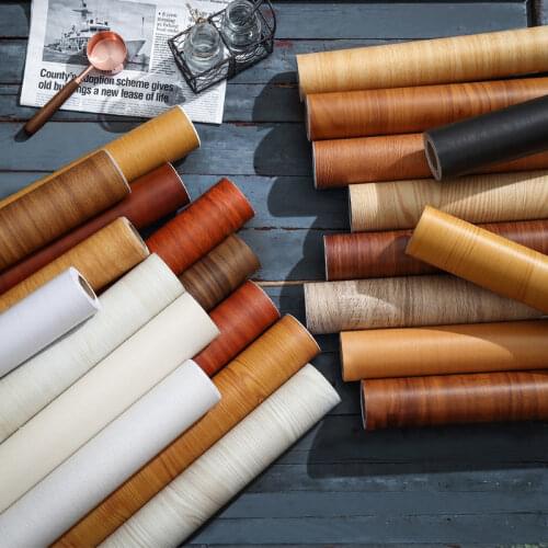 Multi-purpose Wood Stripe Home Wall Paper for Furniture Restore DIY Decorable Film PVC Self-adhesive Vinyl Wall Sticker in Rolls
