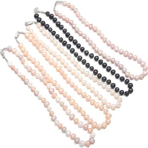 Fashion Beaded Necklace High-Quality AA Pearl Torque Extraordinary Temperament Comfortable To Wear for Lady Jewelry Gift 9-10mm