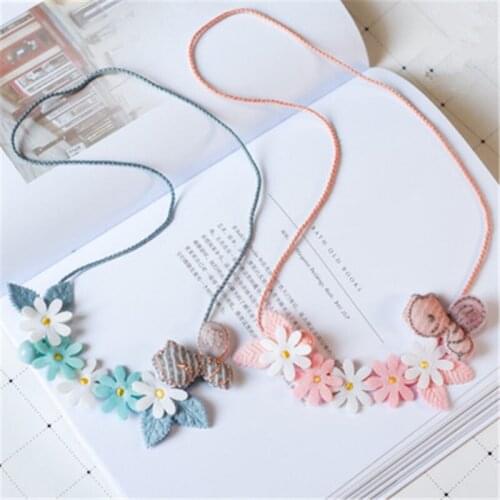 Korean Handmade Cute Cartoon Fabric Bee Wreath Flower Princess Kids Children Girl Necklace Apparel Accessories-HZPR