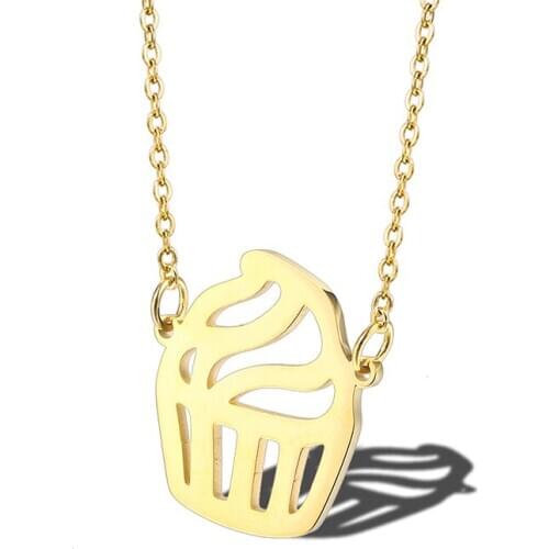 RIR Cute Gold Ice Cream Necklace Summer Pendant Popsicle Necklaces In Stainless Steel Gift for Teenage Girl