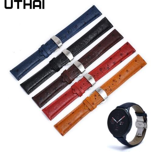 Watchband First layer double-sided leather strap 20mm 22mm watch band Stainless steel butterfly clasp ostrich pattern leather