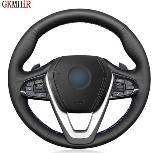 Hand-Stitched Black Artificial Leather Car Steering Wheel Cover For BMW G20 G21 G30 G31 G32 X3 G01 X4 G02 X5 G05 X7 G07 Z4 G29