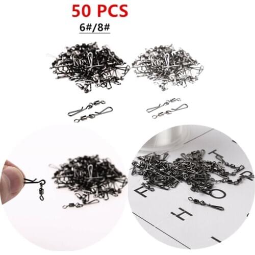 50Pcs Barrel Rolling Fishing Swivel Quick Change Hanging Snap Copper Fishing Swivel Tackle Fishhooks Connector Fishing Supplies