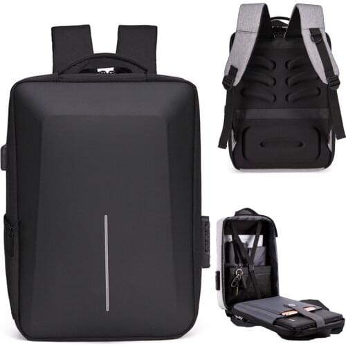 Mens Reflective Strip Multifunctional Anti theft Backpack 15.6 Inch Laptop Notebook USB Travel Bag Rucksack School Bag For Male