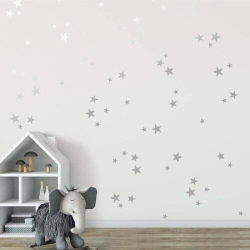 Silver Star Wall Sticker 3-4-5 Cm 112 Pcs Self-Adhesive Pvc Wall Paper For Kids Room Nursery Home Decor Baby trend