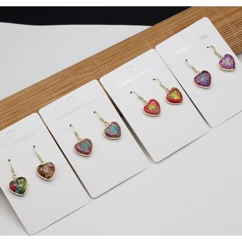Natural Stone Earrings Peach Heart-Shaped Emperor Stone Charms For Elegant Women Love Romantic Gift