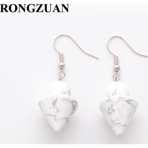 Earrings for Women white Turquoises Natural Stone Beads Mushroom shaped Pendant Hanging Earring beautiful Fashion Jewelry TR3262