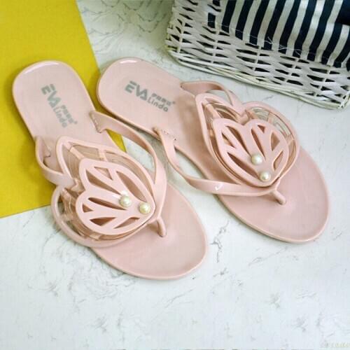 2020 Shining Women Slippers Summer Flat Woman Shoes Beach Slides Crystal Bow Jelly Shoes Flip Flops Big Size 41