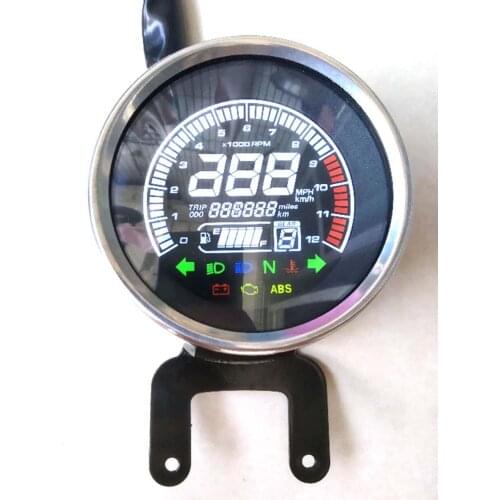 Led Motorcycle Digital Odometer Speedometer Tachometer Fuel Level Meter Indicator Multi-functional Water Temperature ABS