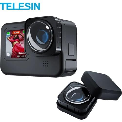 TELESIN 155 Degree Wide Angle Lens Max Lens Mod With 2 Protective Covers for GoPro Hero 9 Black Action Camera Accessories