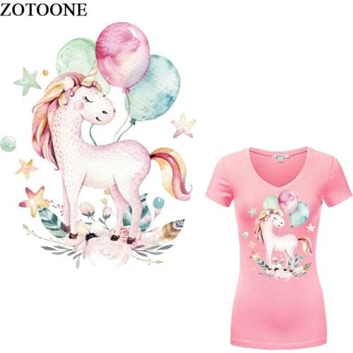 ZOTOONE Cute Unicorn Patches Iron On Transfer For Girl Clothing Diy T-shirt Dresses Heat Transfer Vinyl Sticker For Kids Cloth E