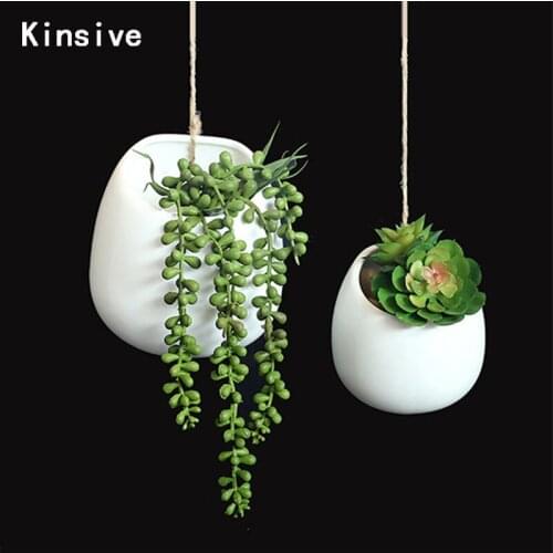 Hanging Ceramic Succulents Plants Flower Pot Mini Pots For Plants Green Plant Planters Holder Modern Home Office Wall Decoration