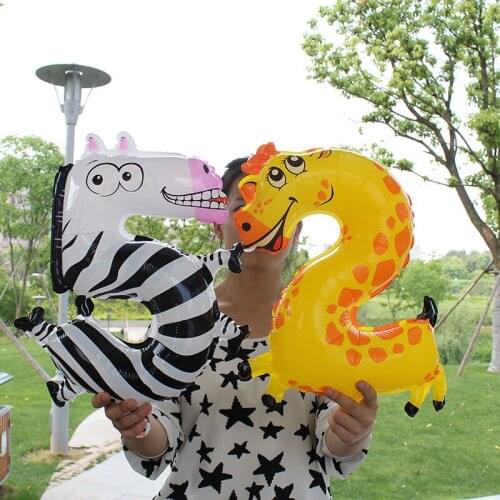 Wholesale 100pcs/lot Animal Number air-filled Balloons cute cartoon globos for baby birthday decoration kidss inflatable Gifts