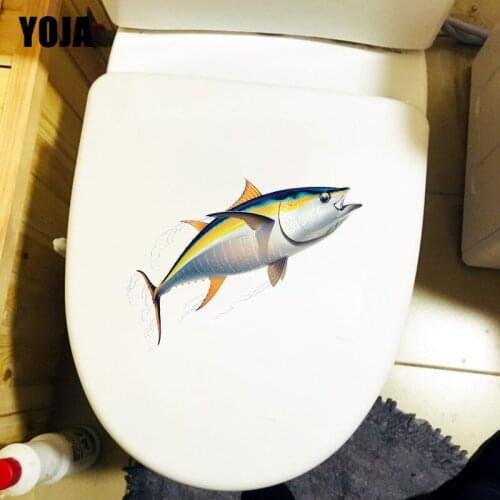 YOJA 23.6×14.7CM Jumping Sea Bream Funny Bathroom Toilet Decoration Personality Home Wall Stickers T1-3206