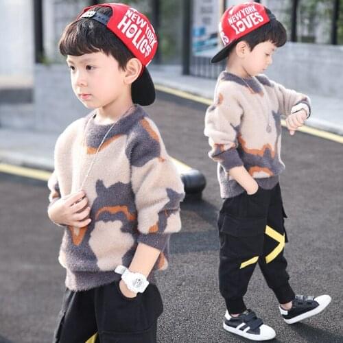 Boys Sweater Kids Outwear Tops Jackets 2021 Blue Fleece Thicken Warm Winter Autumn Costume Teenage Children Clothing