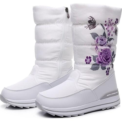 Women Boots 2020 Winter Shoes Outdoor Warm Snow Boots Women Waterproof Non-slip Mid-height Winter Boots Thickened Plush Boots