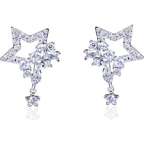 LADYCHIC Fashion Silver Color AAA Cubic Zircon Stud Earrings for Women Korean Style Wedding Party Jewelry Dropshipping LE1401