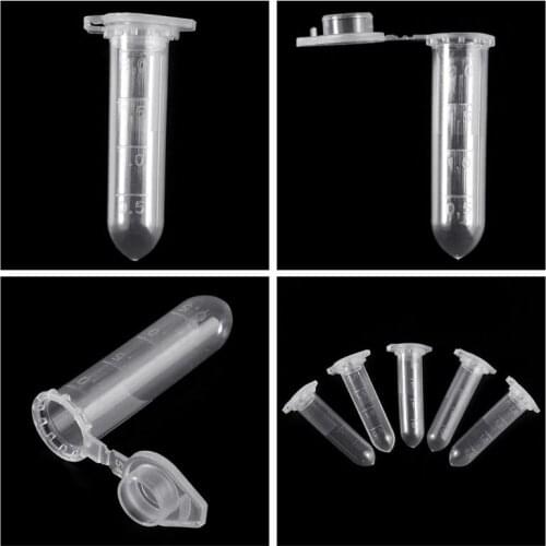 100Pcs 2ml Clear Plastic Vials Container Snap Cap Centrifuge Tubes Vials Sample Lab Container C5AE