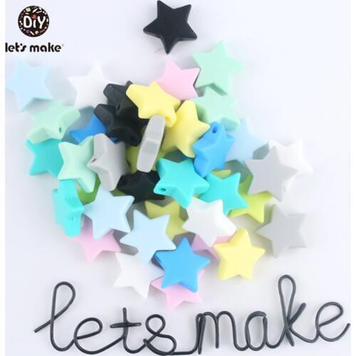Lets Make Baby Teether 30PCS Colourful Star Silicone Bead Food Grade Silicone For Baby Teething Nursing Accessory DIY Craft