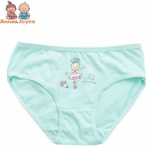 4 Pcs/lot Kids Cotton Briefs Girls Panties Cartoon Pattern Underpants Candy Colors Triangle Girls Underwear 2-10 Years