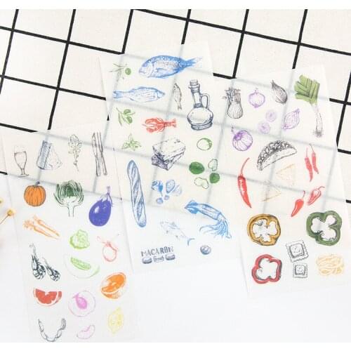 6Sheets/Pack Kitchen series Hand account Stickers Transparent PVC Stationery Diary Stickers