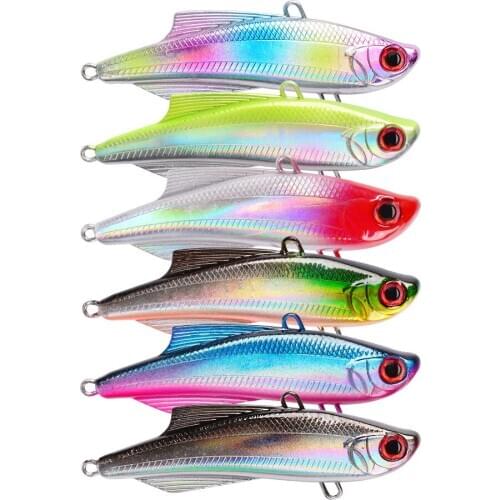 6PCS VIB Fishing Lure 7.3cm-2.87"/20.5g-0.72oz Fishing Tackle Lures with 6# Hook 6 Colors Wobbler Baits
