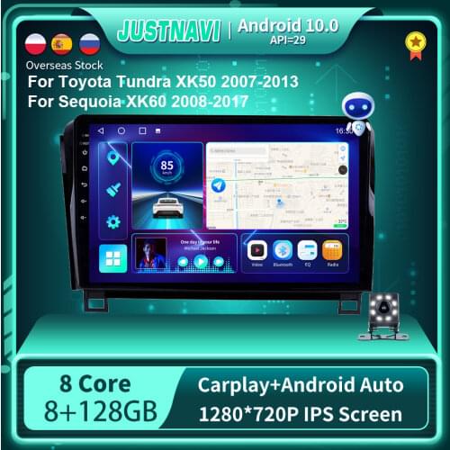 6G 128G Android 10.0 Car Radio Player For Toyota Tundra XK50 2007-2013 Sequoia XK60 2008-2017 GPS DSP Carplay WIFI OBD Serero